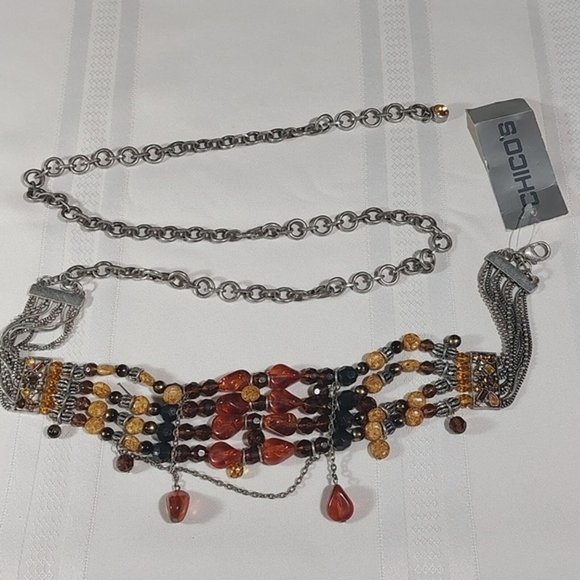 Chico's Silver and Amber Beaded Belt - Picture 2 of 4